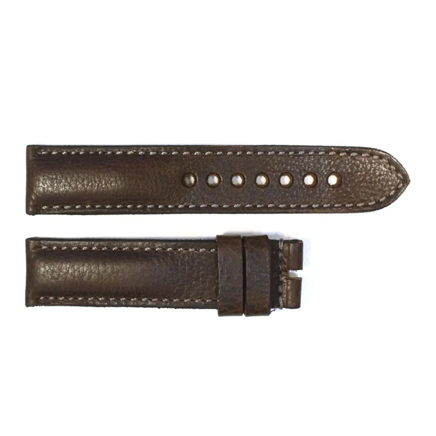 Steinhart Watches Bandjes 22 Mm^Band Donkerbruin Met Grijze Stiksels Maat L