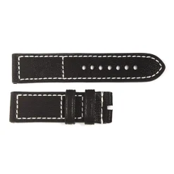 Steinhart Watches Bandjes 24 Mm^Band Zwart Oud Vintage, Wit Stiksel, Maat L