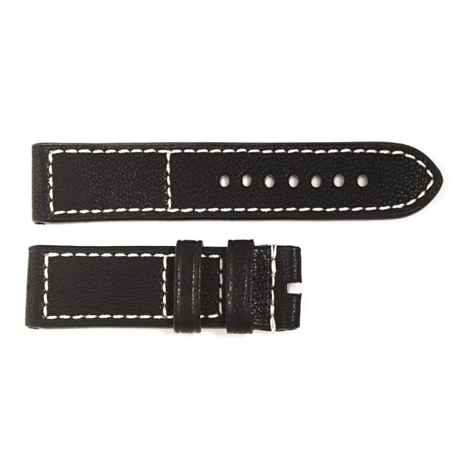 Steinhart Watches Bandjes 24 Mm^Band Zwart Oud Vintage, Wit Stiksel, Maat S