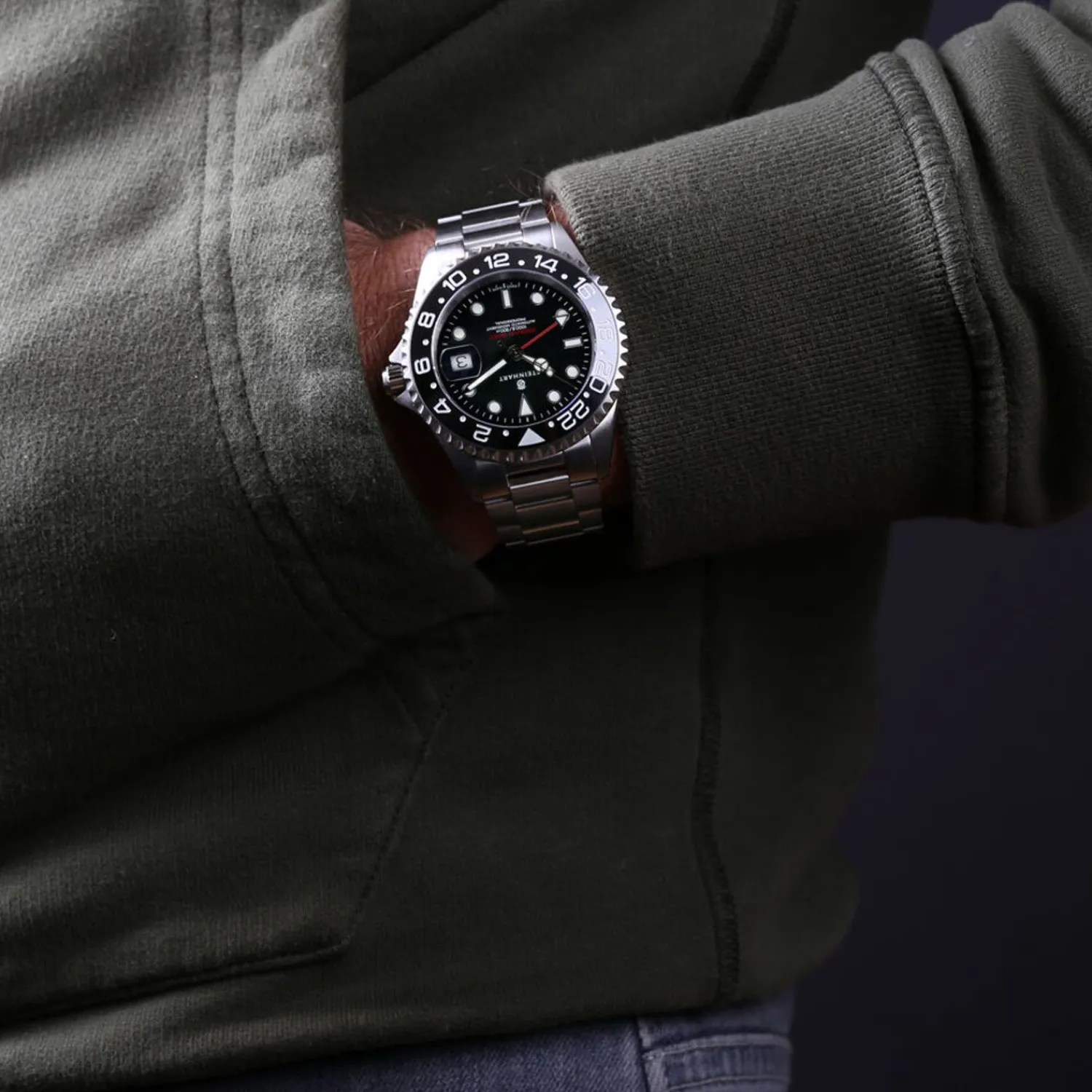 Steinhart Watches Duikhorloges 42 Mm^Gmt-Ocean 1 Zwart Keramiek Duikhorloge