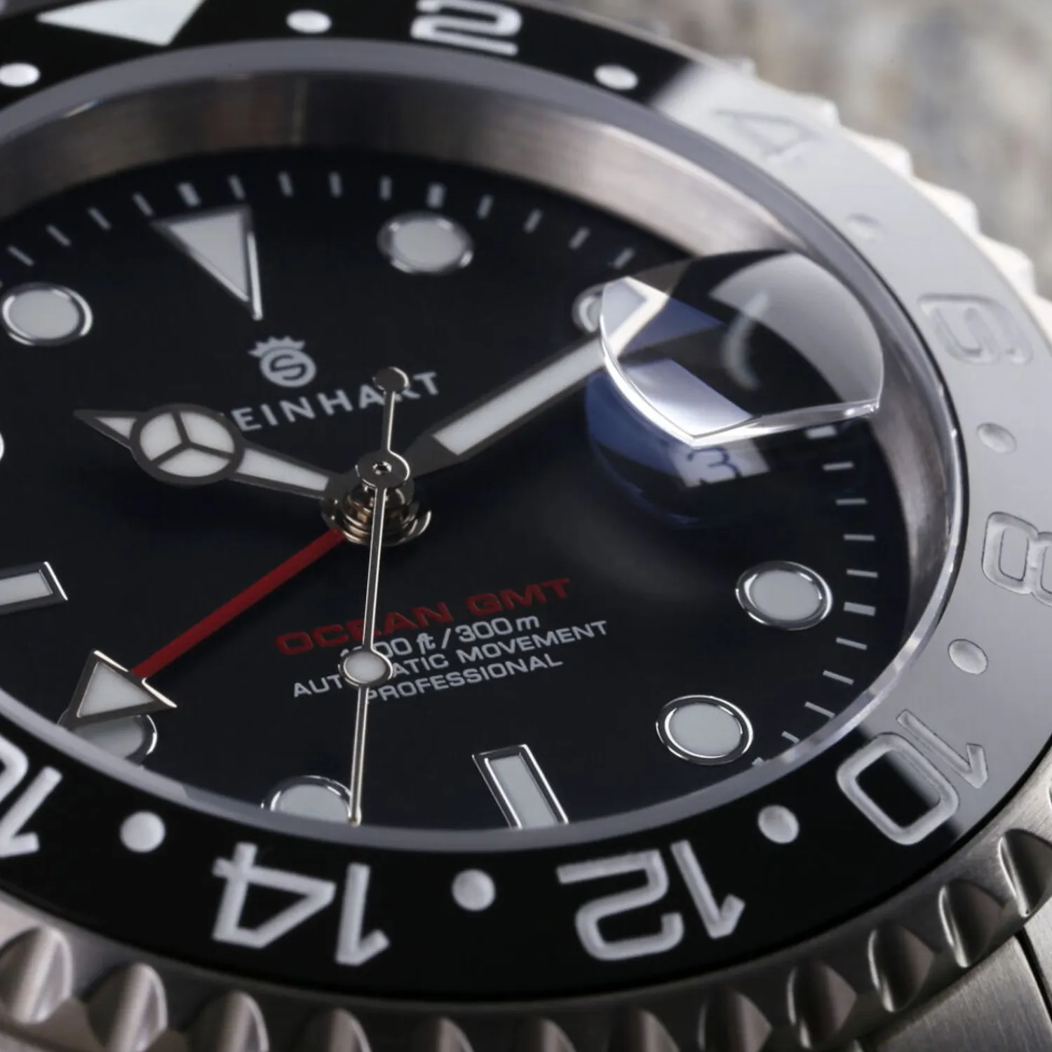 Steinhart Watches Duikhorloges 42 Mm^Gmt-Ocean 1 Zwart Keramiek Duikhorloge