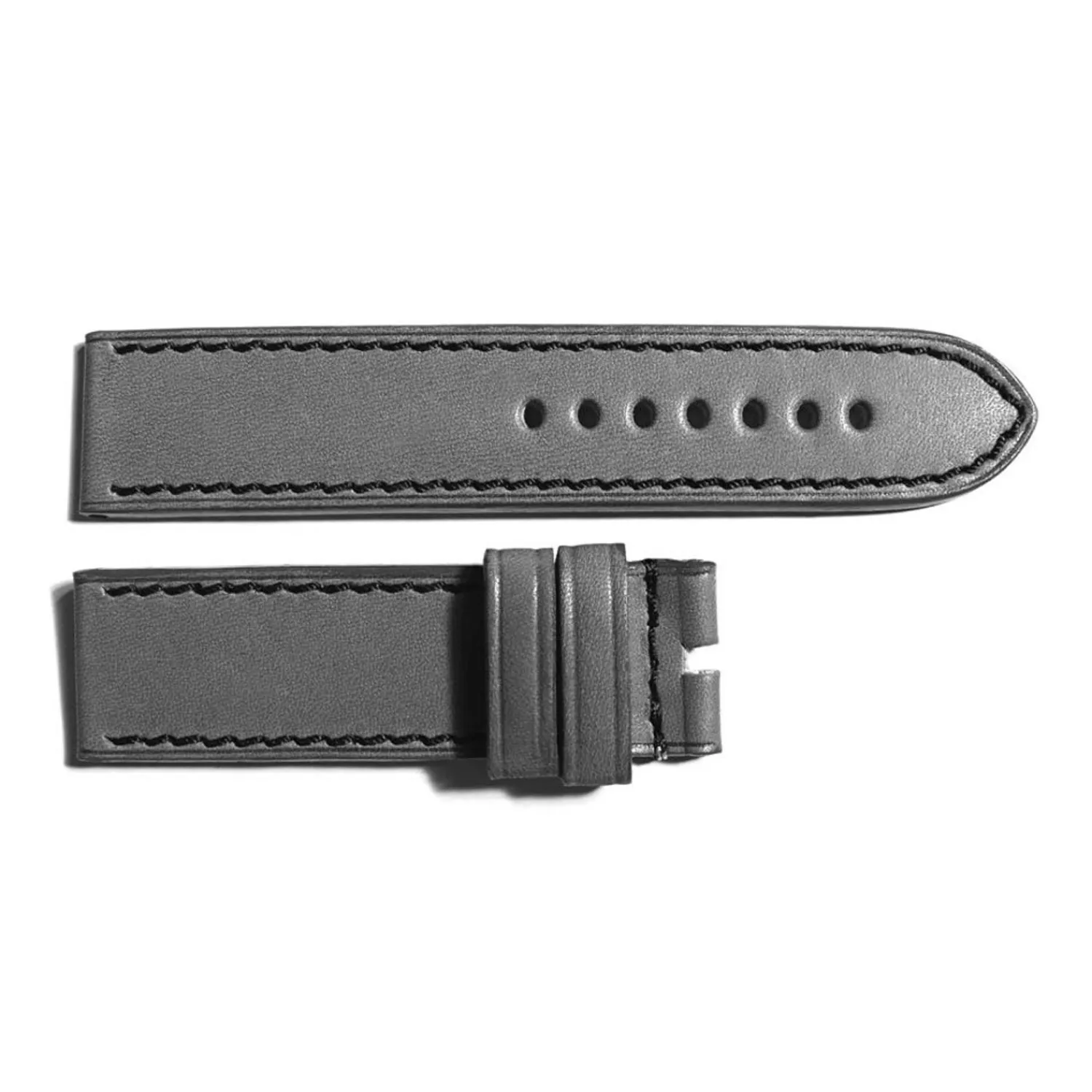 Steinhart Watches Bandjes 24 Mm^Leren Band Grijs Met Zwarte Stiksels Maat M
