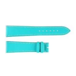 Steinhart Watches Bandjes 20 Mm^Leren Band Turkoois Met Witte Stiksels, Maat M