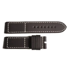 Steinhart Watches Bandjes 24 Mm^Leren Band Zwart-Wit Met Rubberen Coating, Maat L