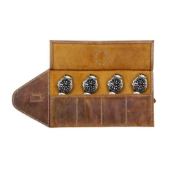 Steinhart Watches Leren Tas^Leren Rol Bruin Voor Vier Horloges