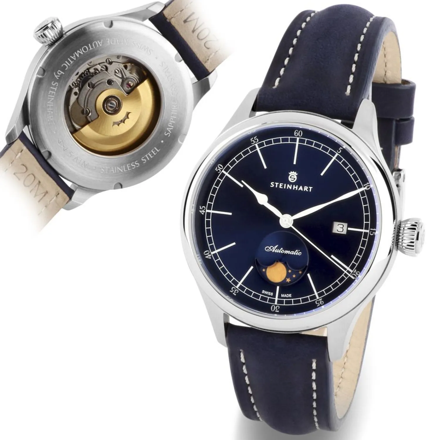 Steinhart Watches Maritieme Horloges^Mariene Maanfase Blauw
