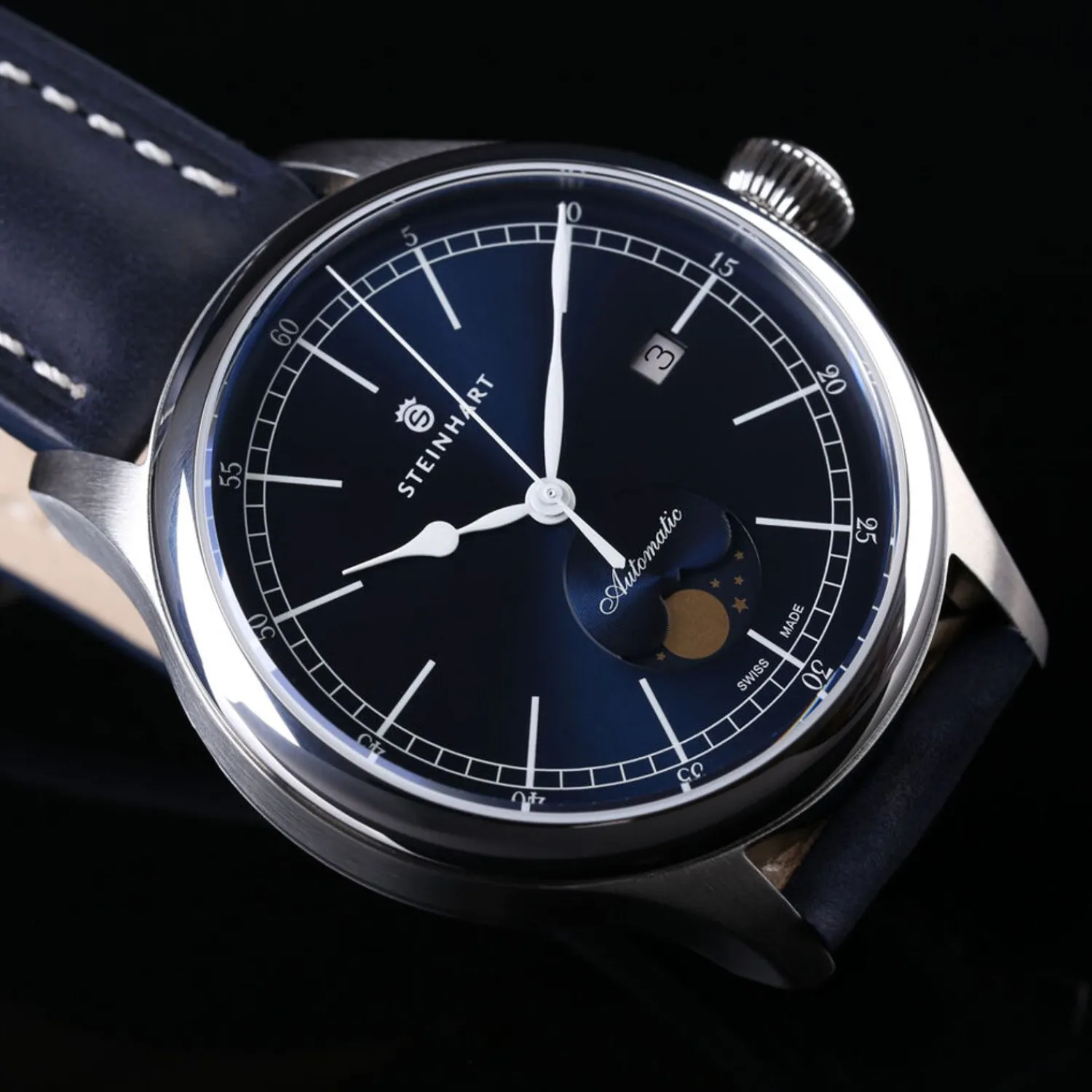 Steinhart Watches Maritieme Horloges^Mariene Maanfase Blauw