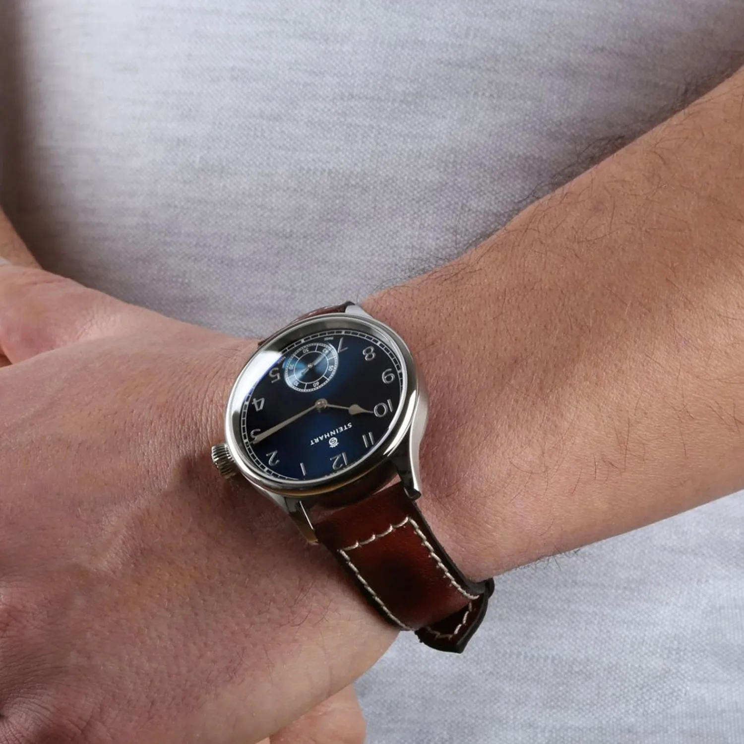 Steinhart Watches Maritieme Horloges^Marine Chronometer 42 Blauw Arabisch