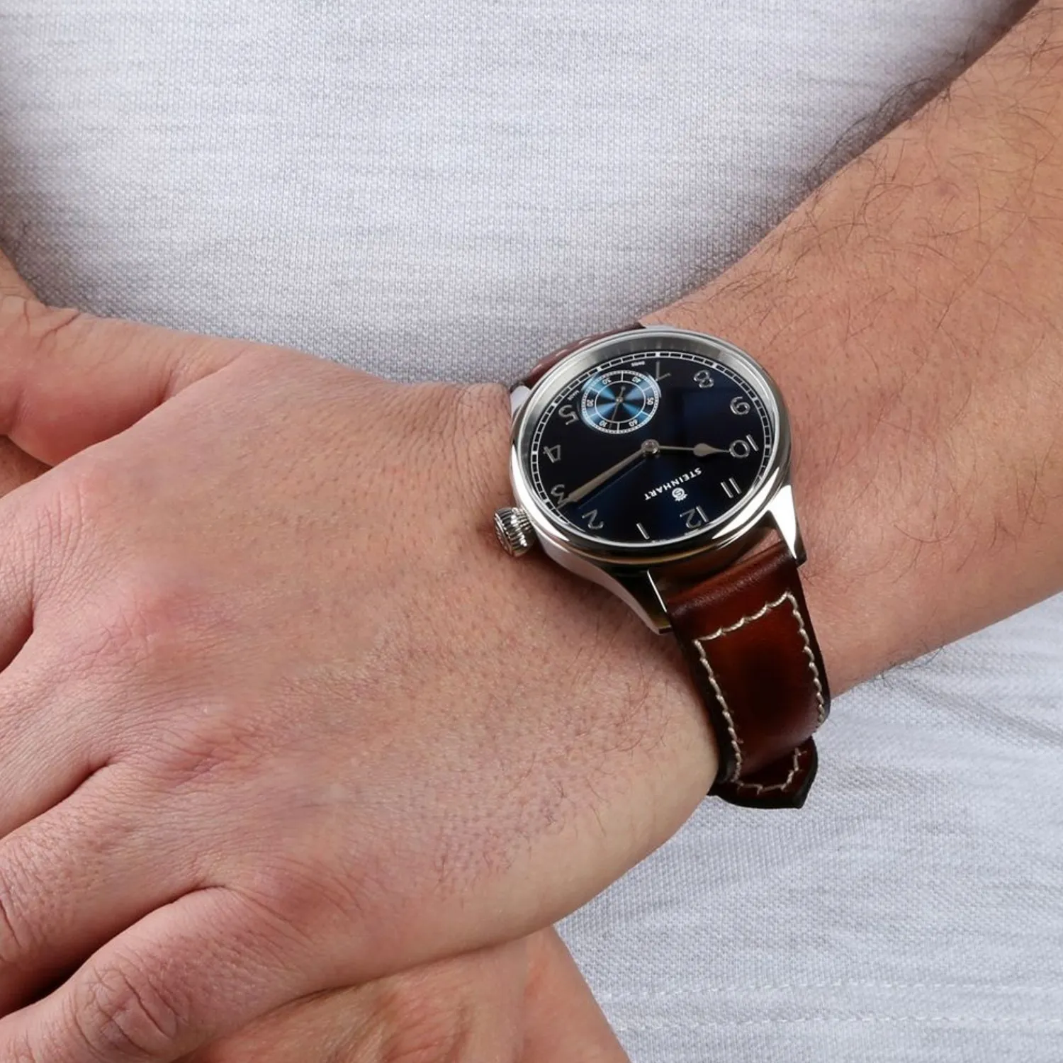 Steinhart Watches Maritieme Horloges^Marine Chronometer 42 Blauw Arabisch