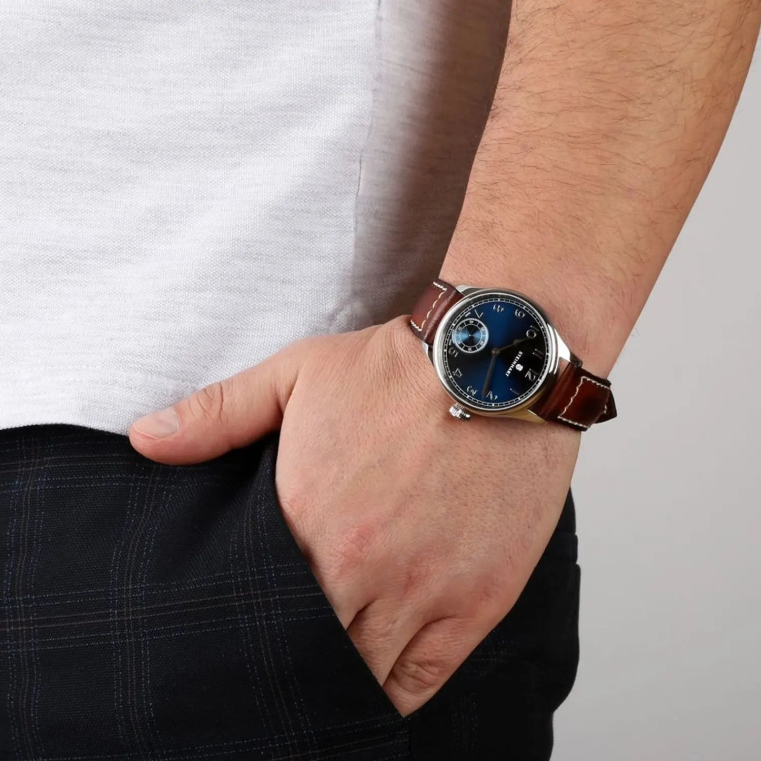 Steinhart Watches Maritieme Horloges^Marine Chronometer 42 Blauw Arabisch