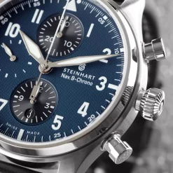 Steinhart Watches Pilotenhorloges^Nav.B-Chrono 42 Klassiek A-Type Blauw