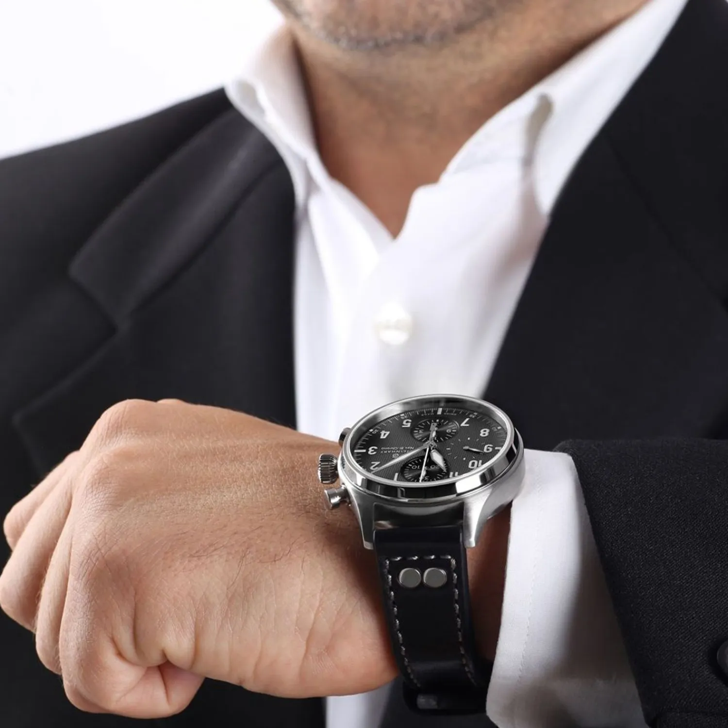 Steinhart Watches Pilotenhorloges^Nav.B-Chrono 42 Klassiek A-Type Zwart