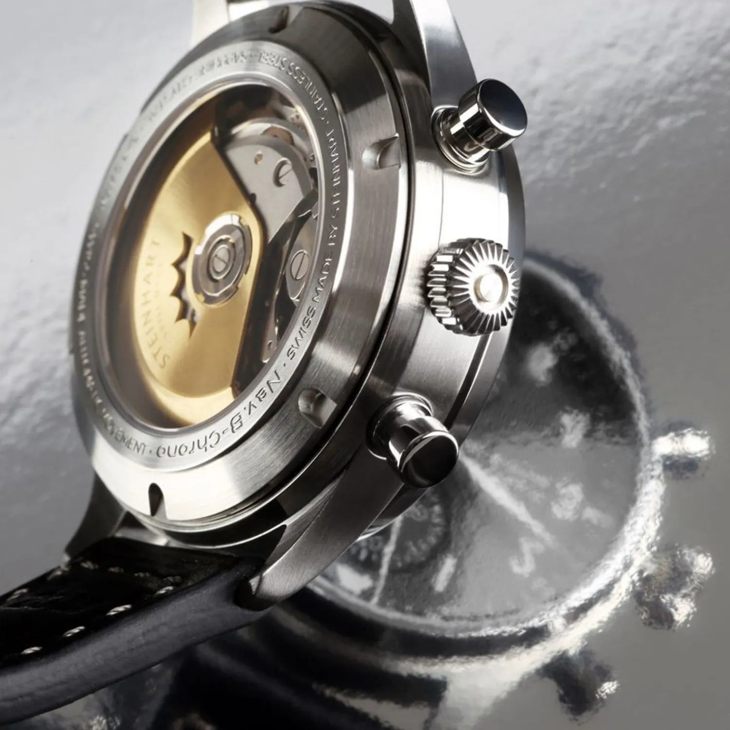 Steinhart Watches Pilotenhorloges^Nav.B-Chrono 42 Klassiek A-Type Zwart