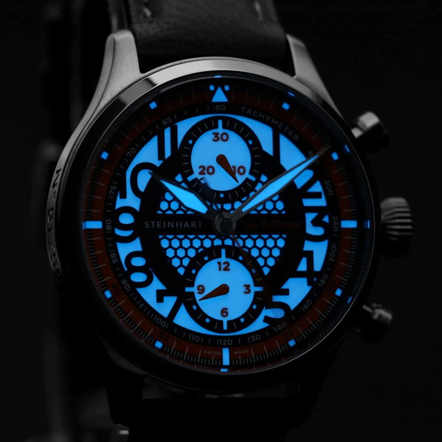 Steinhart Watches Chronografen^Nav.B-Chrono 42 Skelet Oranje