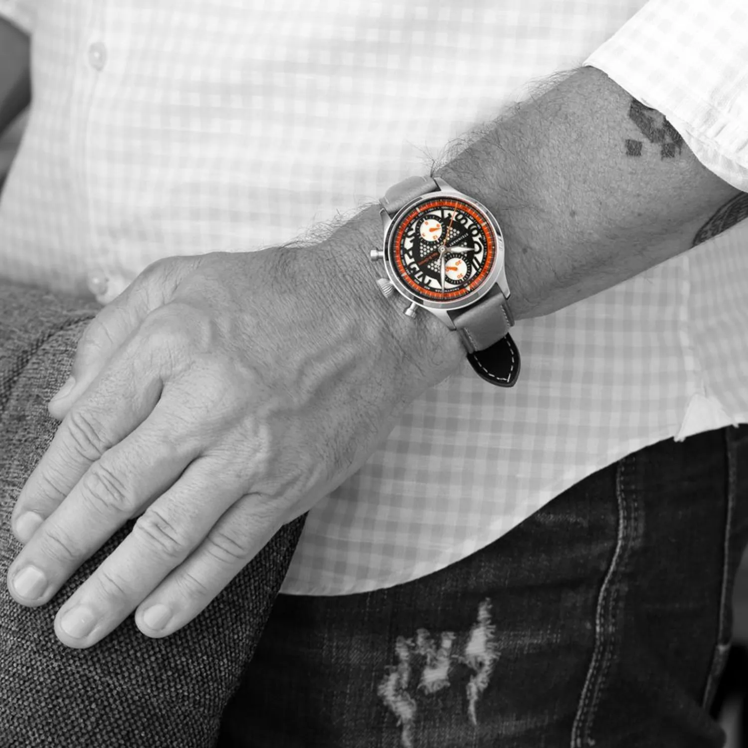 Steinhart Watches Chronografen^Nav.B-Chrono 42 Skelet Oranje