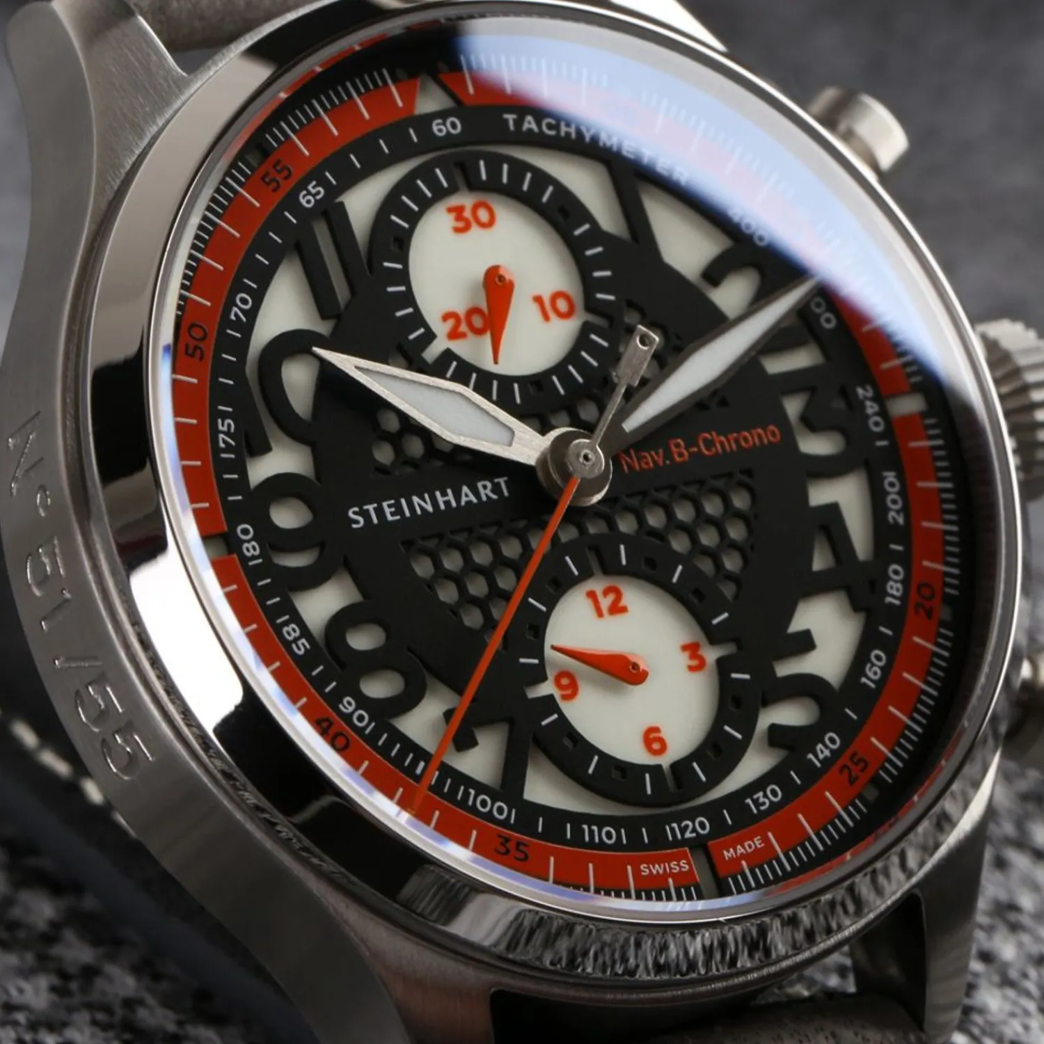 Steinhart Watches Chronografen^Nav.B-Chrono 42 Skelet Oranje