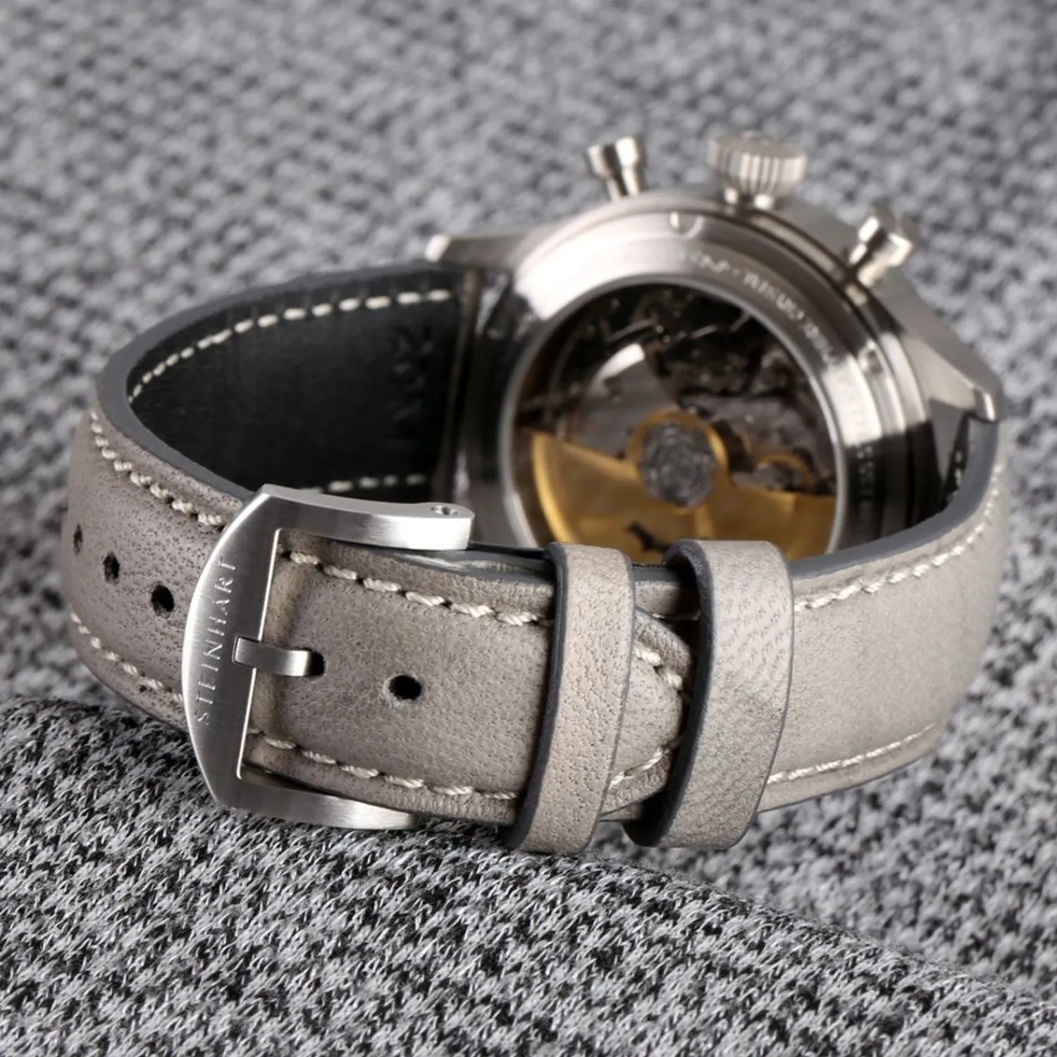 Steinhart Watches Beperkte Editie^Nav.B-Chrono 42 Skelet Oranje