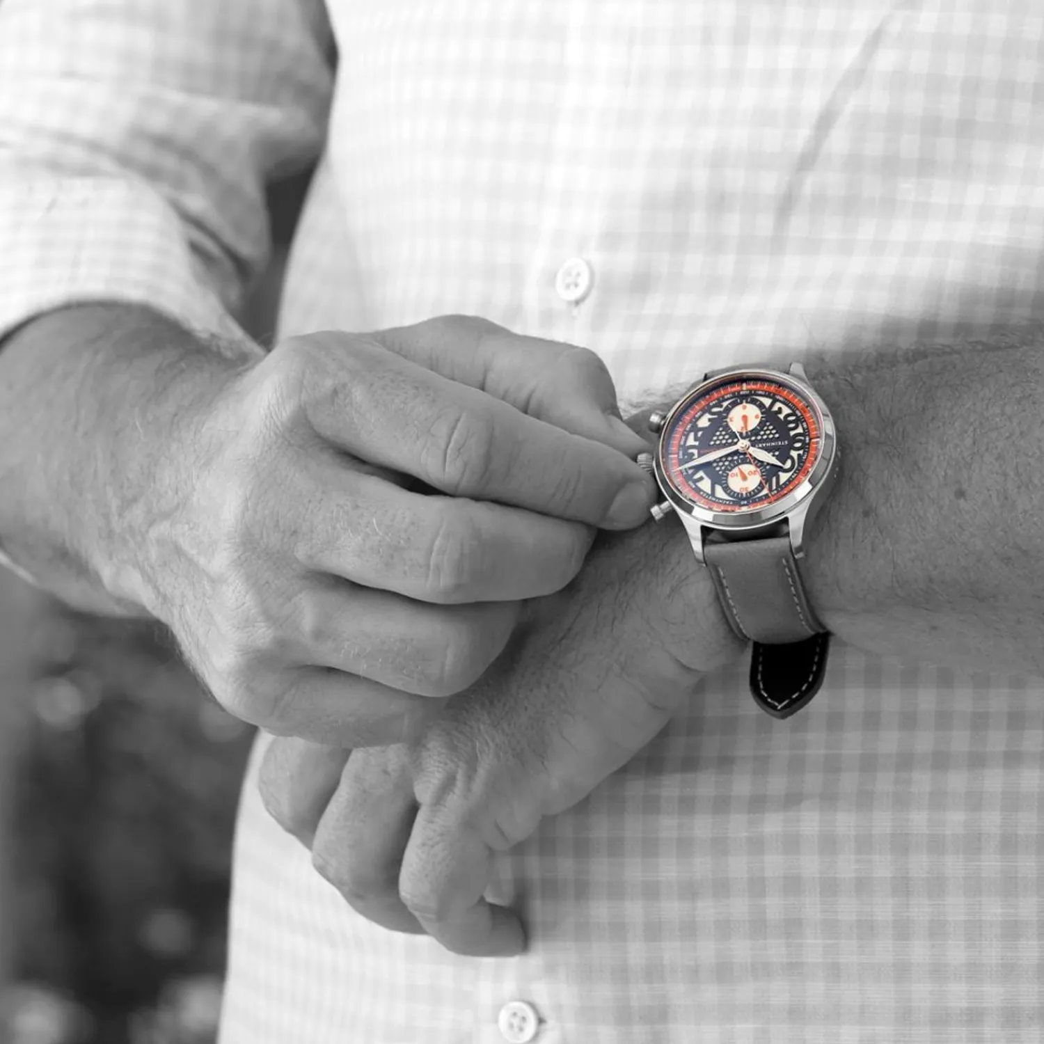 Steinhart Watches Beperkte Editie^Nav.B-Chrono 42 Skelet Oranje