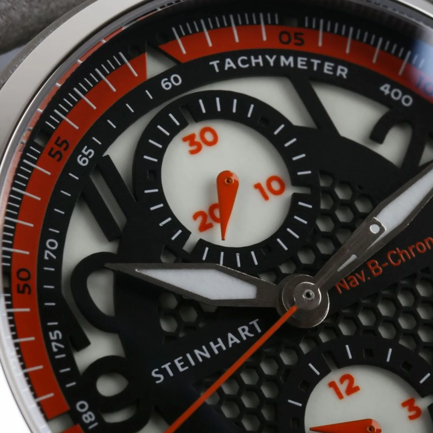Steinhart Watches Beperkte Editie^Nav.B-Chrono 42 Skelet Oranje