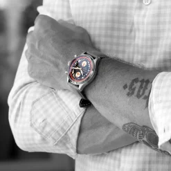 Steinhart Watches Pilotenhorloges^Nav.B-Chrono 42 Skelet Oranje