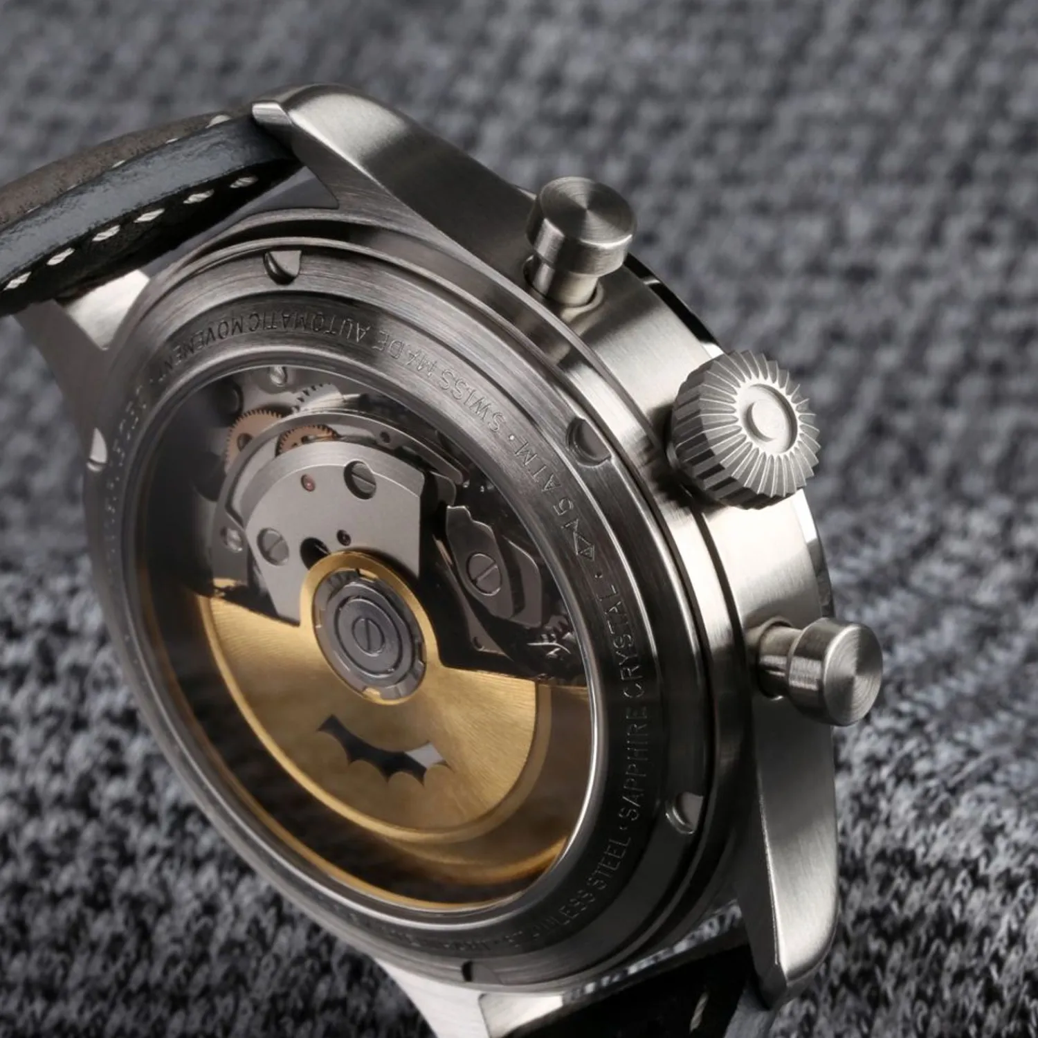 Steinhart Watches Pilotenhorloges^Nav.B-Chrono 42 Skelet Oranje