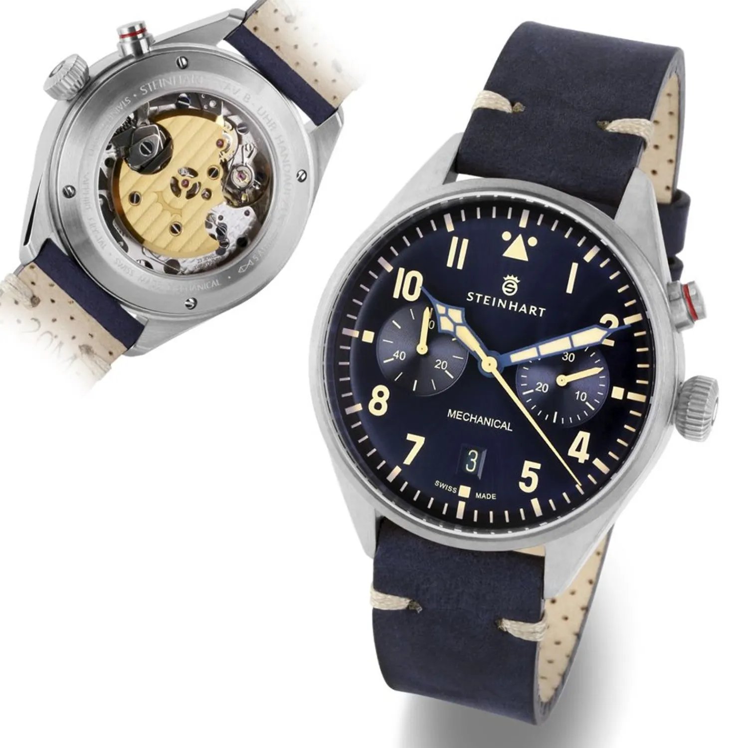 Steinhart Watches Chronografen^Nav.B - Monopusher 42 Blauw