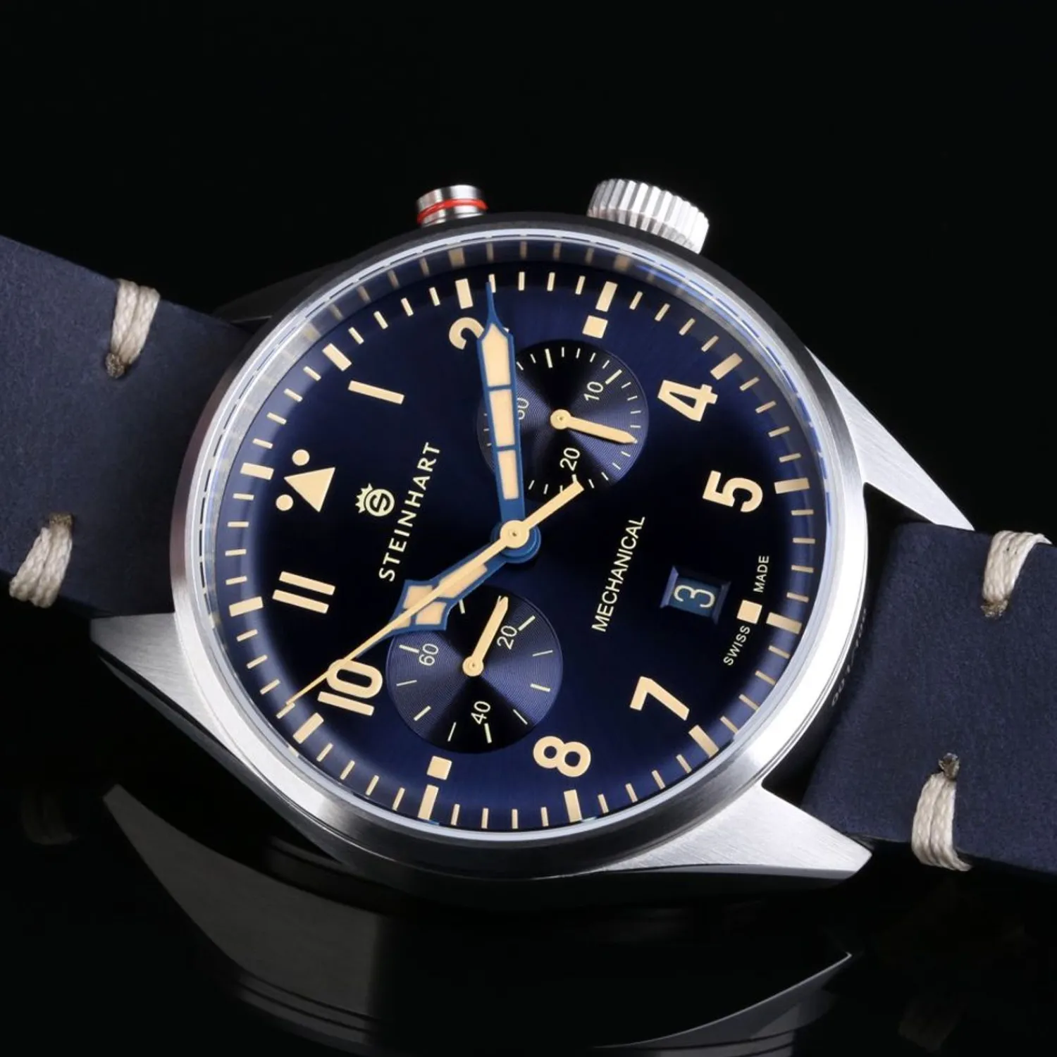 Steinhart Watches Chronografen^Nav.B - Monopusher 42 Blauw