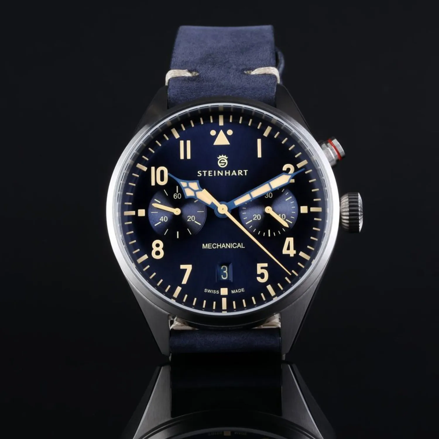 Steinhart Watches Beperkte Editie^Nav.B - Monopusher 42 Blauw