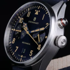 Steinhart Watches Beperkte Editie^Nav.B - Monopusher 42 Blauw