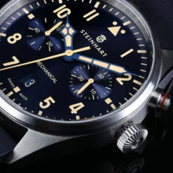 Steinhart Watches Beperkte Editie^Nav.B - Monopusher 42 Blauw