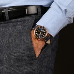 Steinhart Watches Pilotenhorloges^Nav.B - Monopusher Brons 42 Blauw