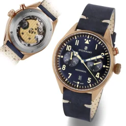 Steinhart Watches Chronografen^Nav.B - Monopusher Brons 42 Blauw
