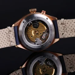 Steinhart Watches Chronografen^Nav.B - Monopusher Brons 42 Blauw