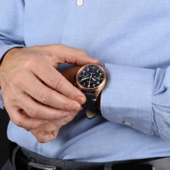 Steinhart Watches Chronografen^Nav.B - Monopusher Brons 42 Blauw