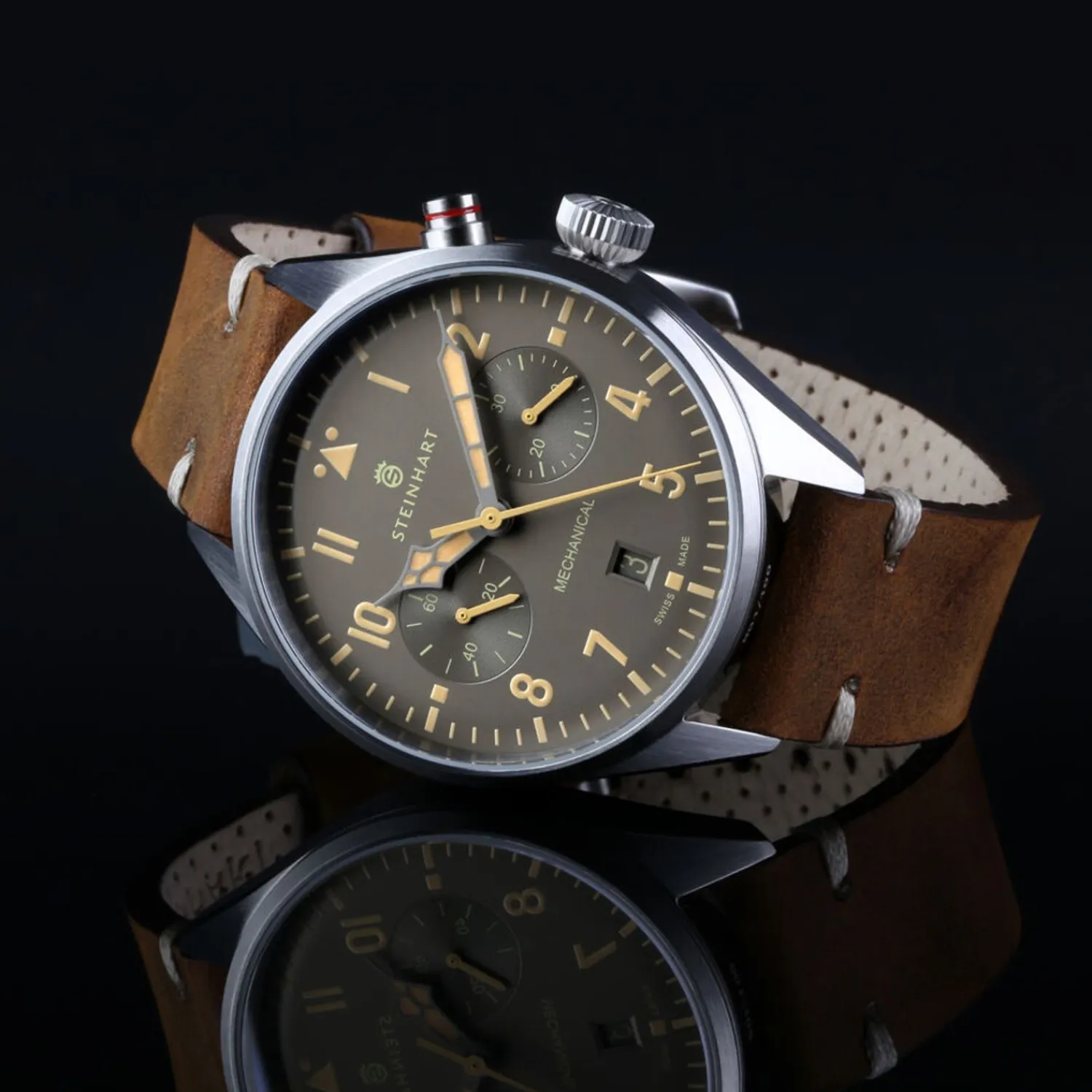 Steinhart Watches Chronografen^Nav.B - Monopusher 42 Grijs