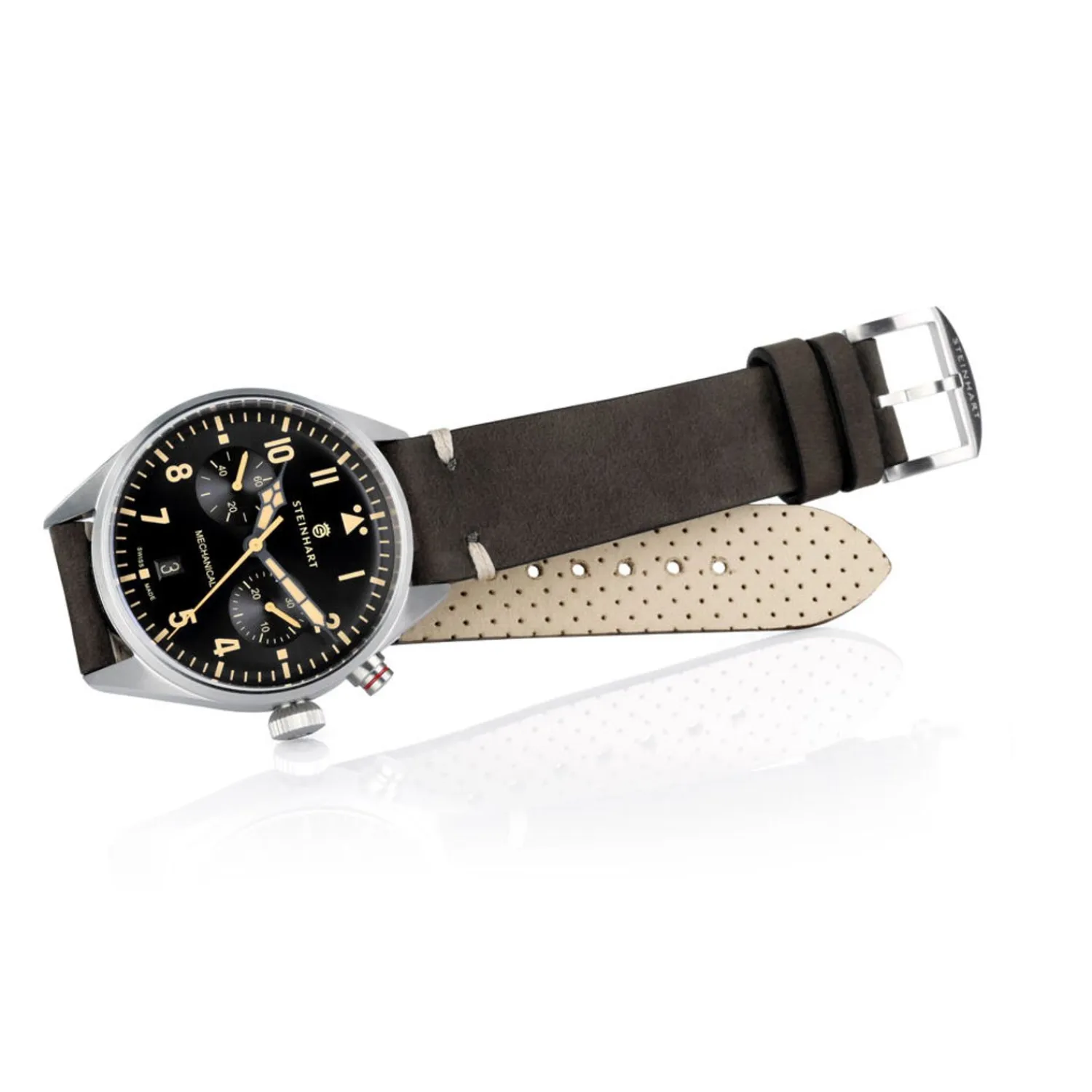 Steinhart Watches Pilotenhorloges^Nav.B - Monopusher 42 Zwart