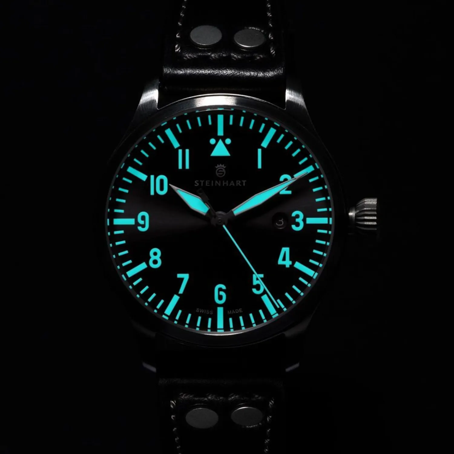 Steinhart Watches Pilotenhorloges^Nav B-Uhr 44 Datumgrijs