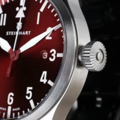 Steinhart Watches Pilotenhorloges^Nav B-Uhr 44 Datum Rood
