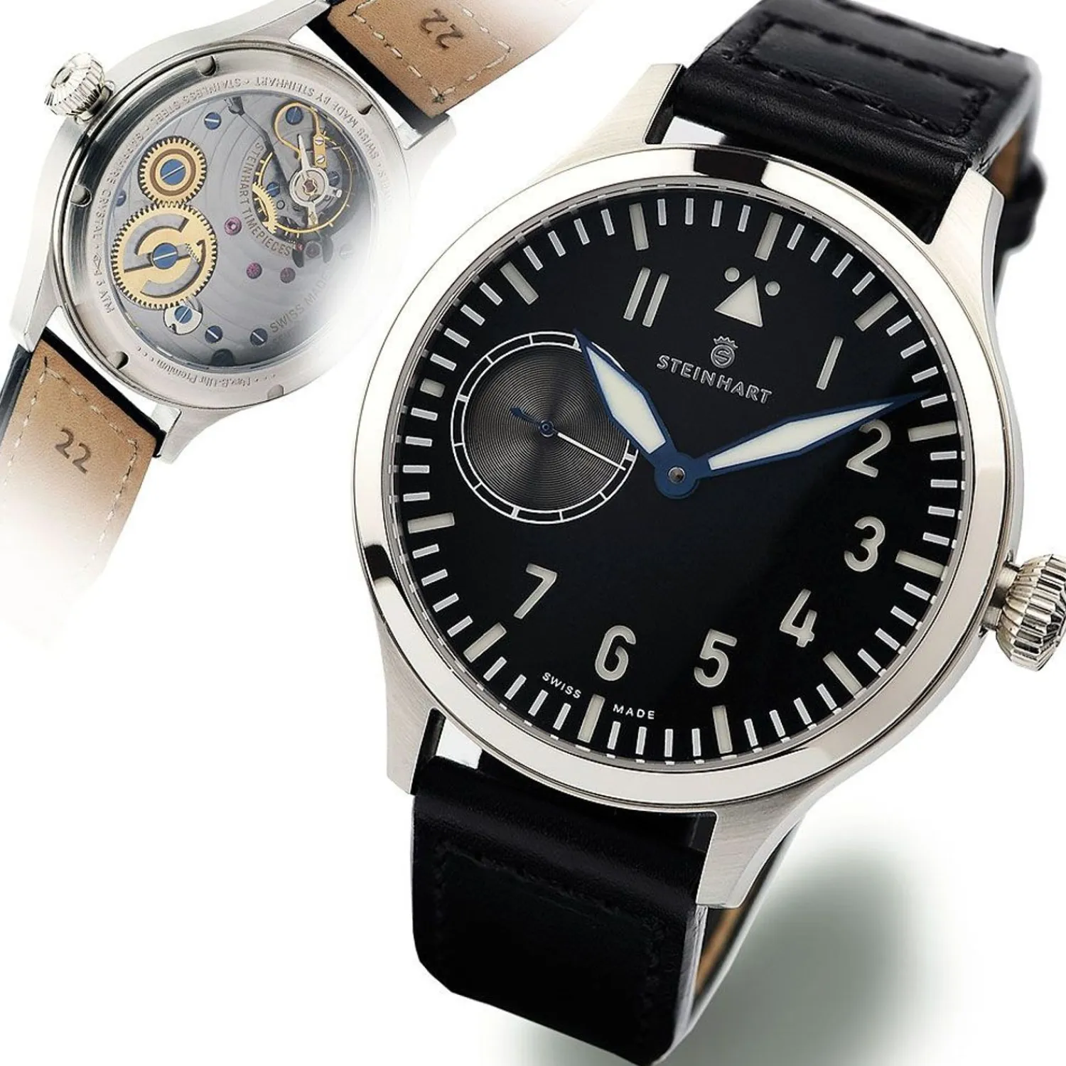 Steinhart Watches Pilotenhorloges^Nav B-Uhr 47 St1 Premium Antraciet