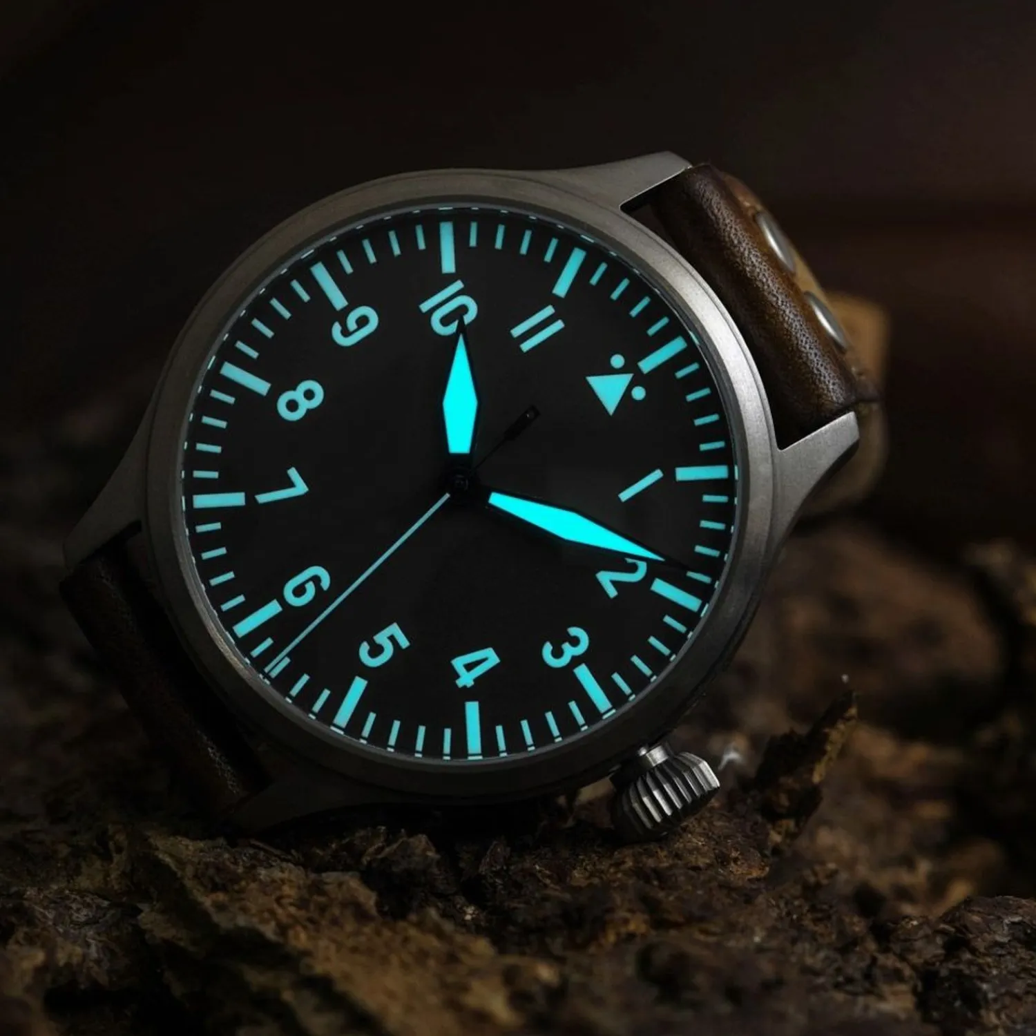 Steinhart Watches Pilotenhorloges^Nav B-Uhr 44 Titan A Muster Zentralsekunde