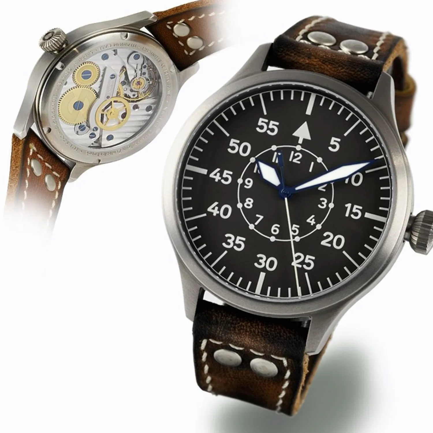Steinhart Watches Premium Lijn^Nav B-Uhr 44 Titan B Muster Zentralsekunde