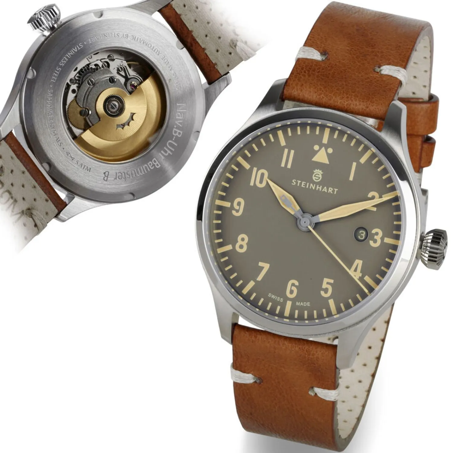 Steinhart Watches Pilotenhorloges^Nav B-Uhr 42 Vintage Beige A-Muster