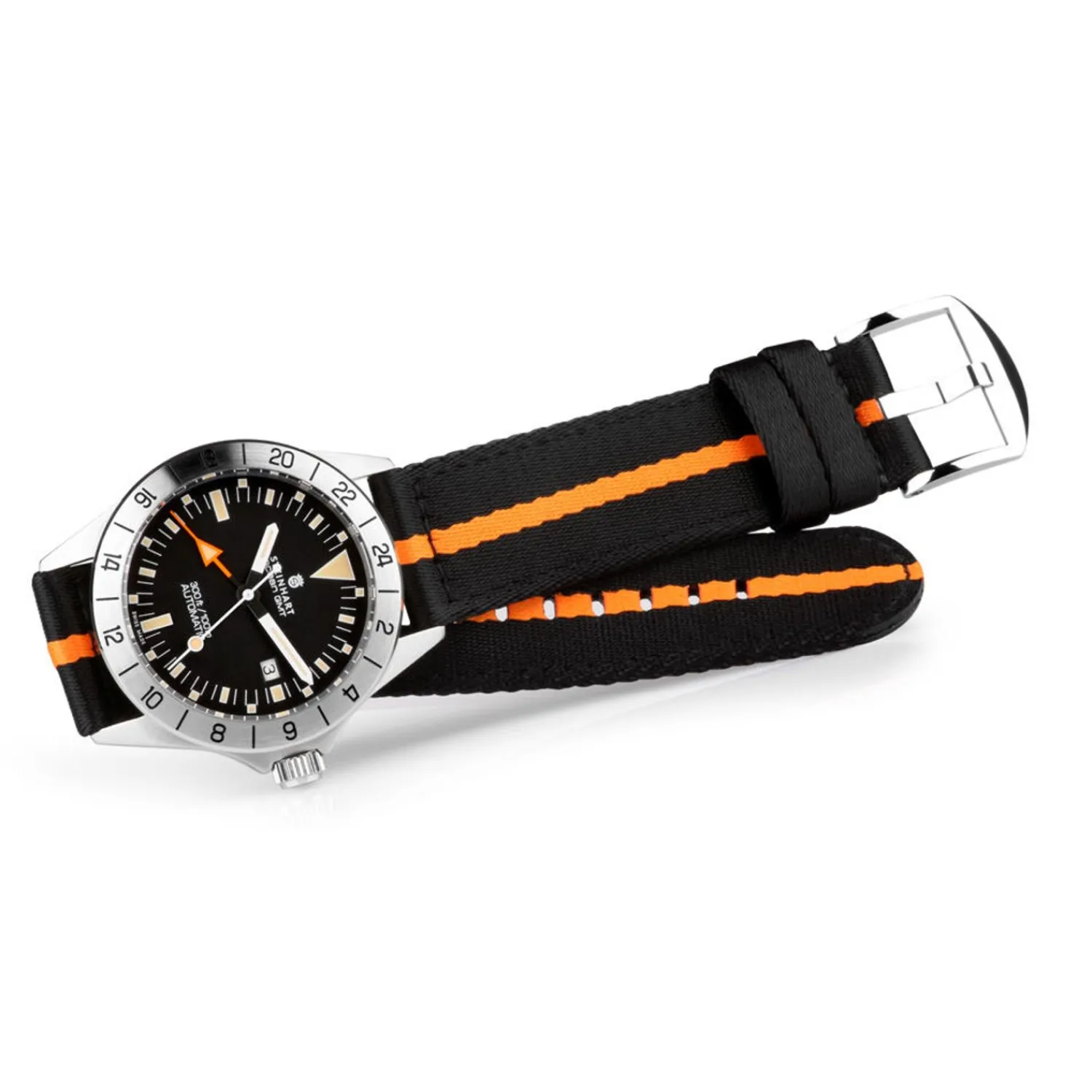 Steinhart Watches Bandjes 22 Mm^Navo-Band Zwart/Oranje