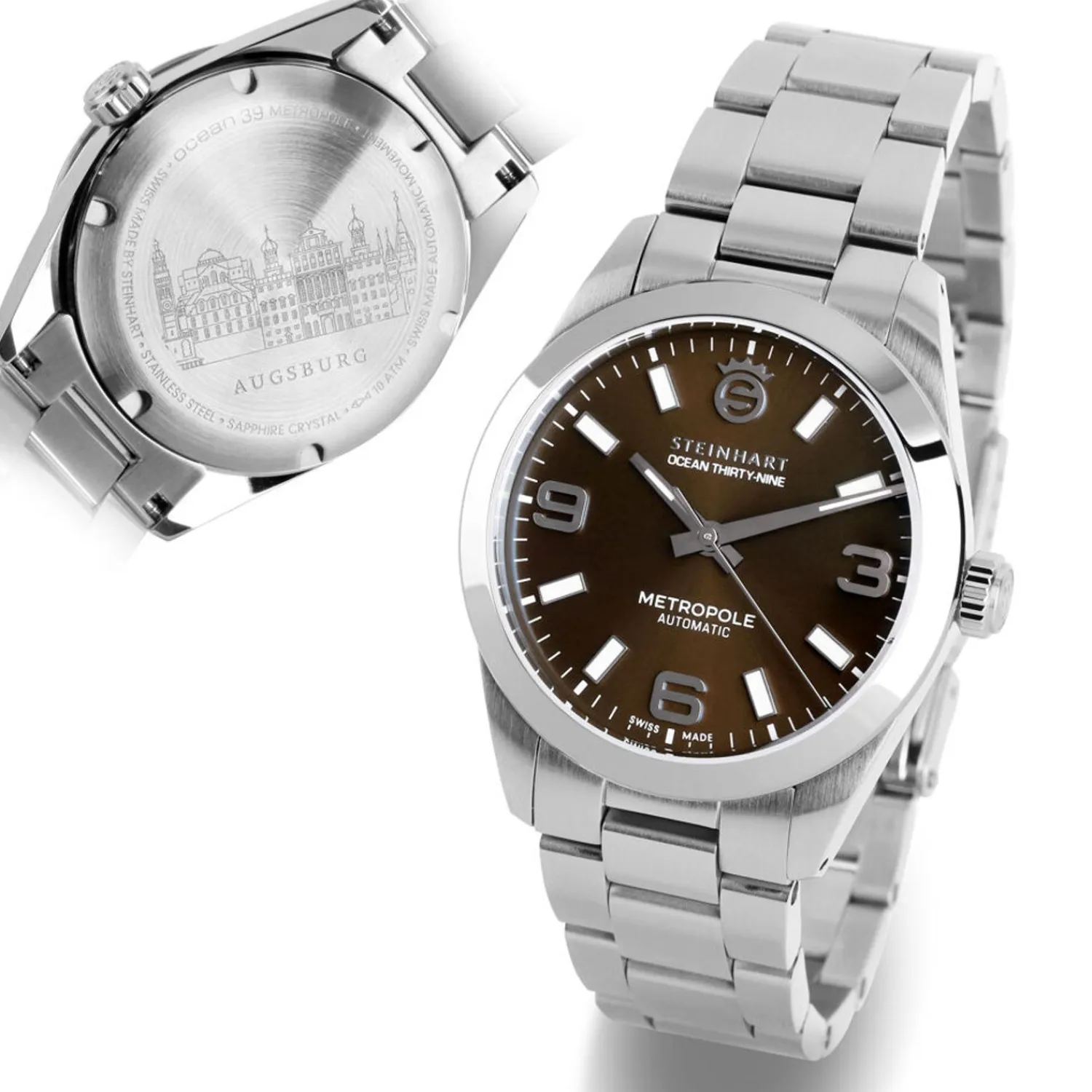 Steinhart Watches Duikhorloges 39 Mm^Oceaan 39 Metropole Sunray Chocolade