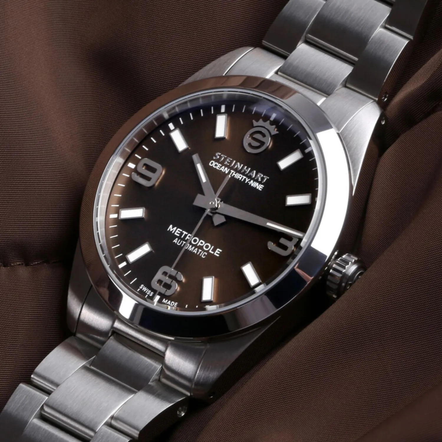 Steinhart Watches Duikhorloges 39 Mm^Oceaan 39 Metropole Sunray Chocolade