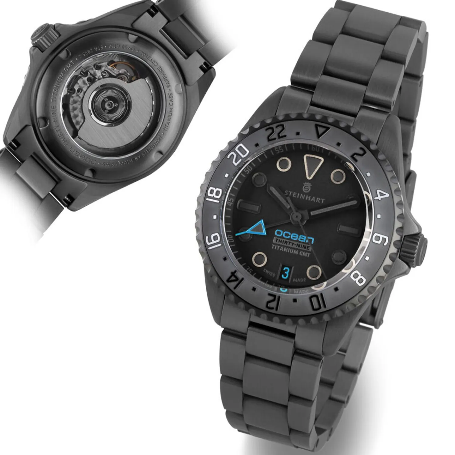 Steinhart Watches Duikhorloges 39 Mm^Oceaan 39 Titanium Gmt Phantom Blue