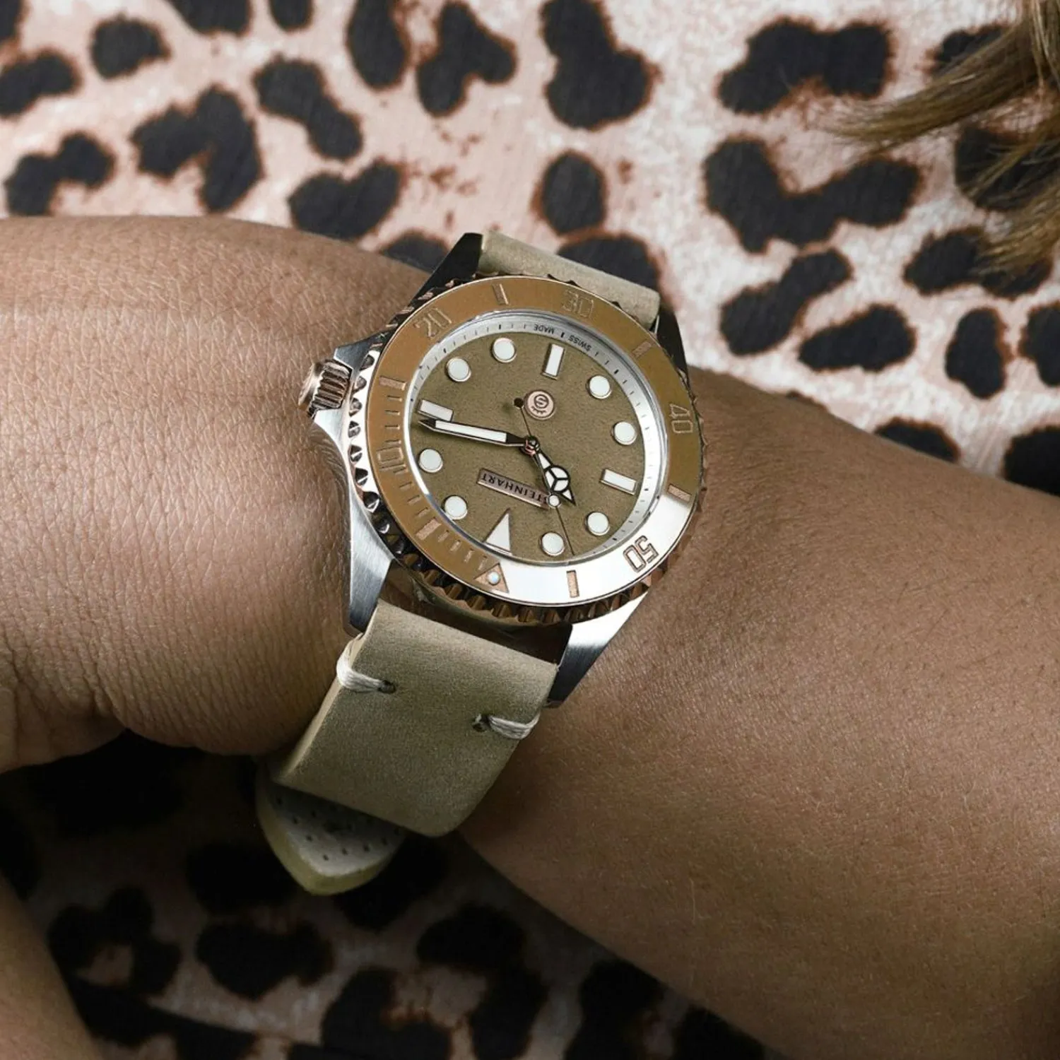 Steinhart Watches Dameshorloges^Ocean 39 Beige Keramiek Duikhorloge