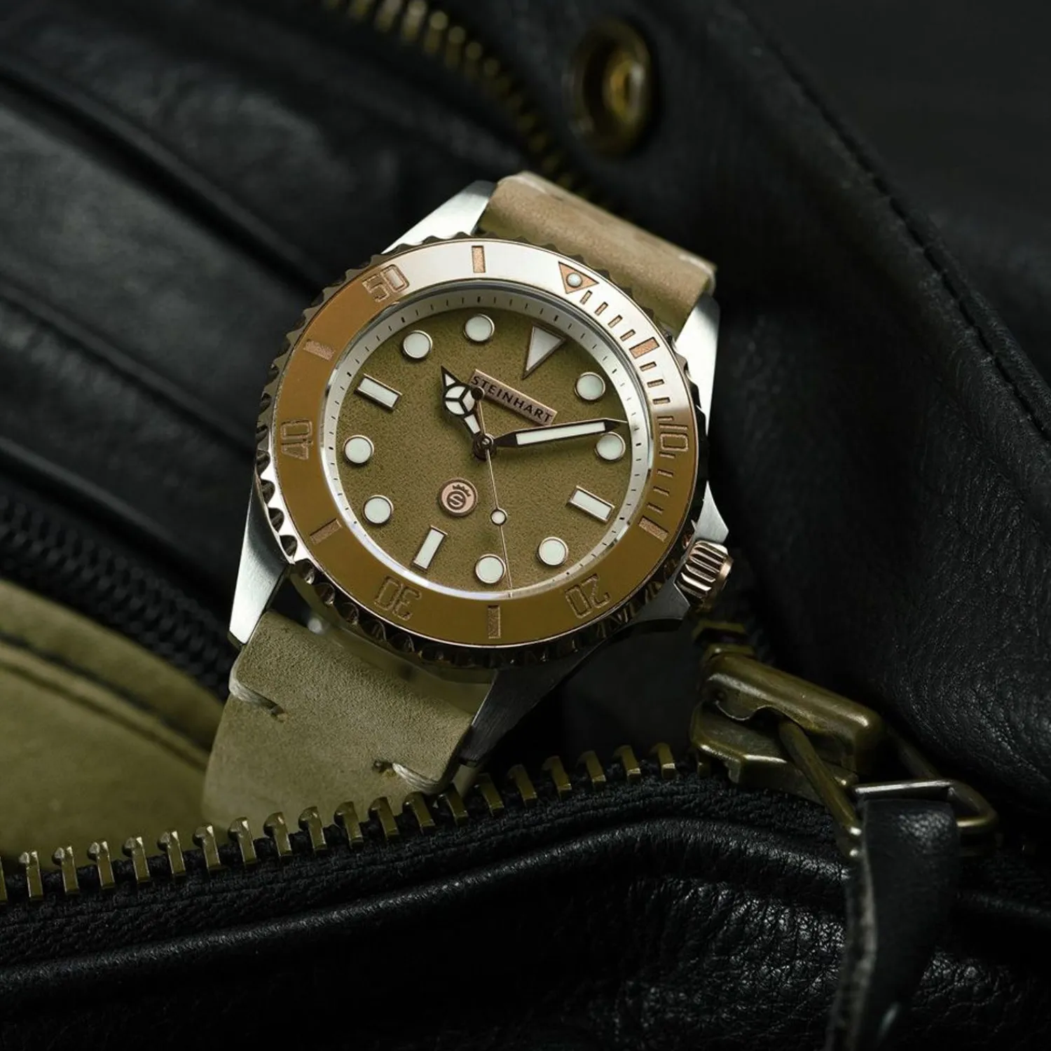 Steinhart Watches Dameshorloges^Ocean 39 Beige Keramiek Duikhorloge