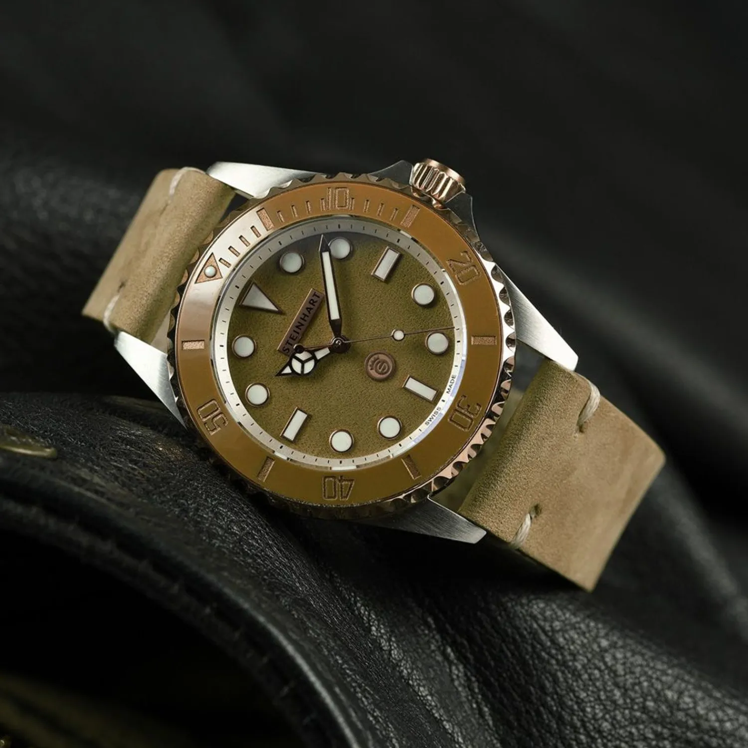 Steinhart Watches Dameshorloges^Ocean 39 Beige Keramiek Duikhorloge