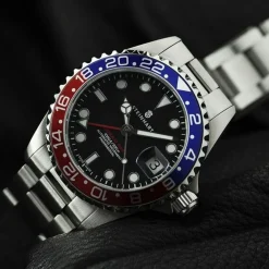 Steinhart Watches Duikhorloges 39 Mm^Ocean 39 Gmt Blauw-Rood Duikhorloge